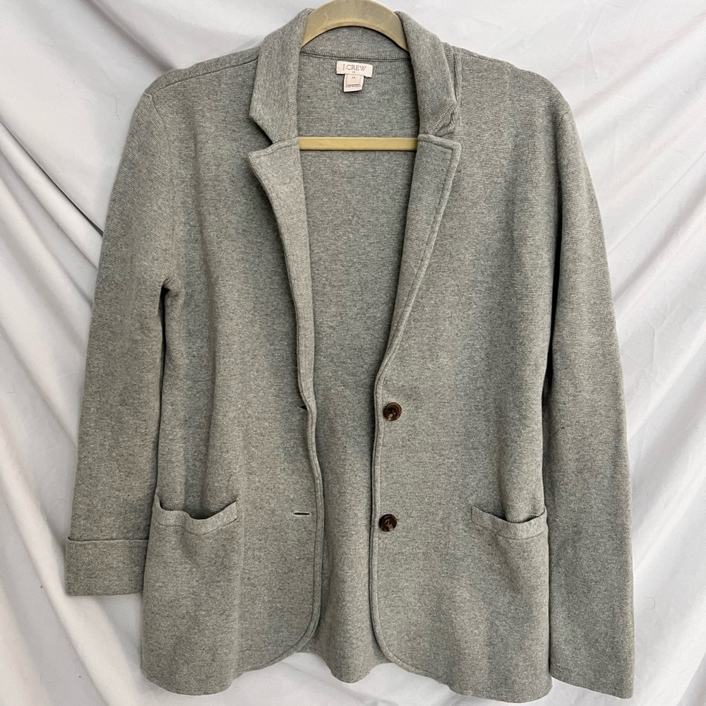 J Crew blazer sweater size XS gray knit casual workwear jacket cardigan